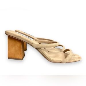 Steve Madden Honey wood Heel Tan Suede Strap Sandals